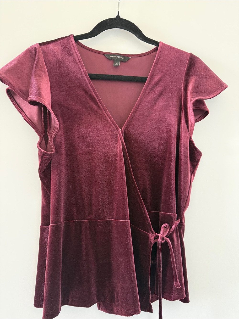 Banana Republic Velvet Wrap Blouse in Wine